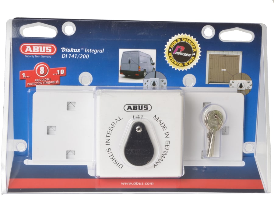 Abus Mechanical 50655 Diskus Integral Van Lock White & Diskus Padlock