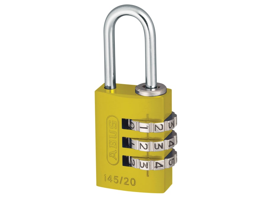 Abus Mechanical 46572 20mm Aluminium Combination Padlock Yellow