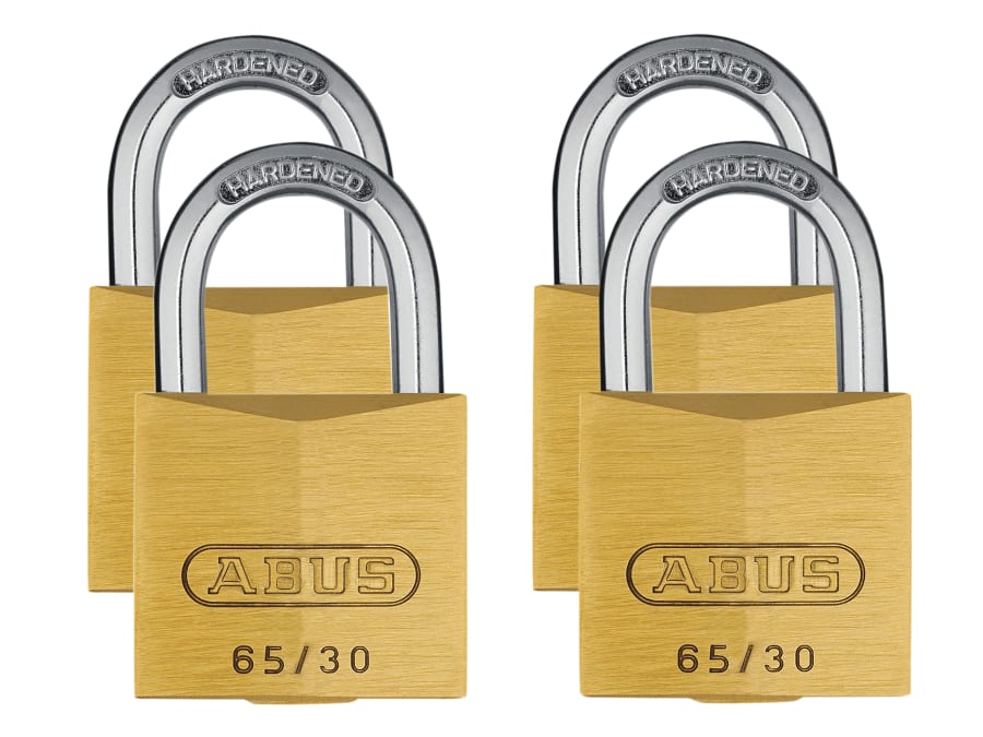 Abus Mechanical 33664 65/30mm Brass Padlock Quad Pack