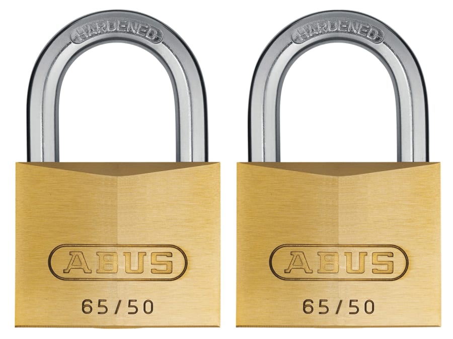 Abus Mechanical 54258 65/50mm Brass Padlock Twin Pack