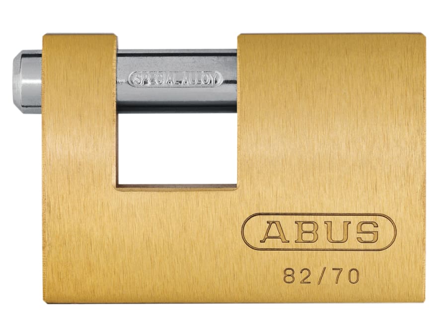 Abus Mechanical 11577 82/70mm Monoblock Brass Shutter Padlock Keyed Alike