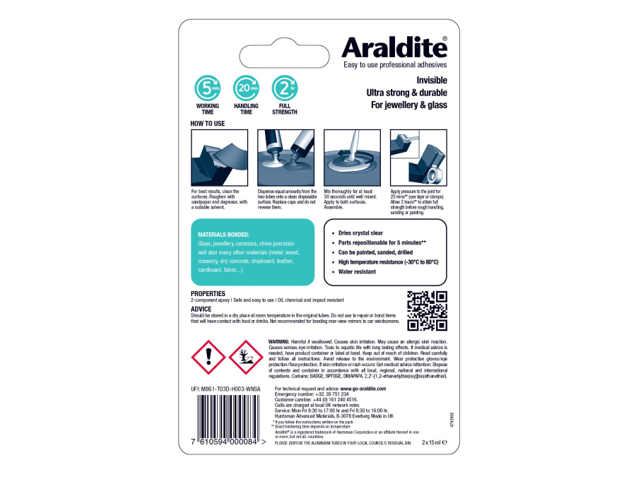 Araldite ARL400008 Crystal Epoxy 2 × 15ml Tubes