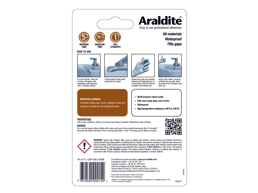 Araldite ARL400015 Repair Epoxy Bar 50g