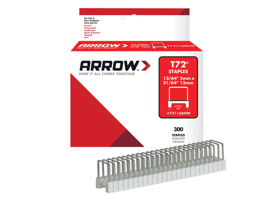 Arrow A721168HW 5 × 12mm Clear Insulated Staples for Hardwood