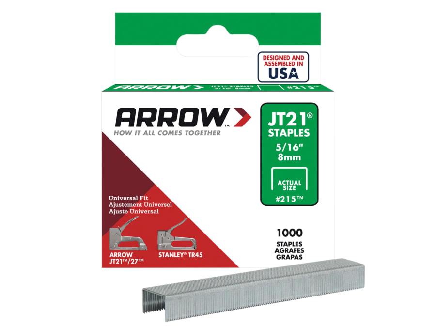 Arrow A215 JT21 Light-Duty Staples 8mm