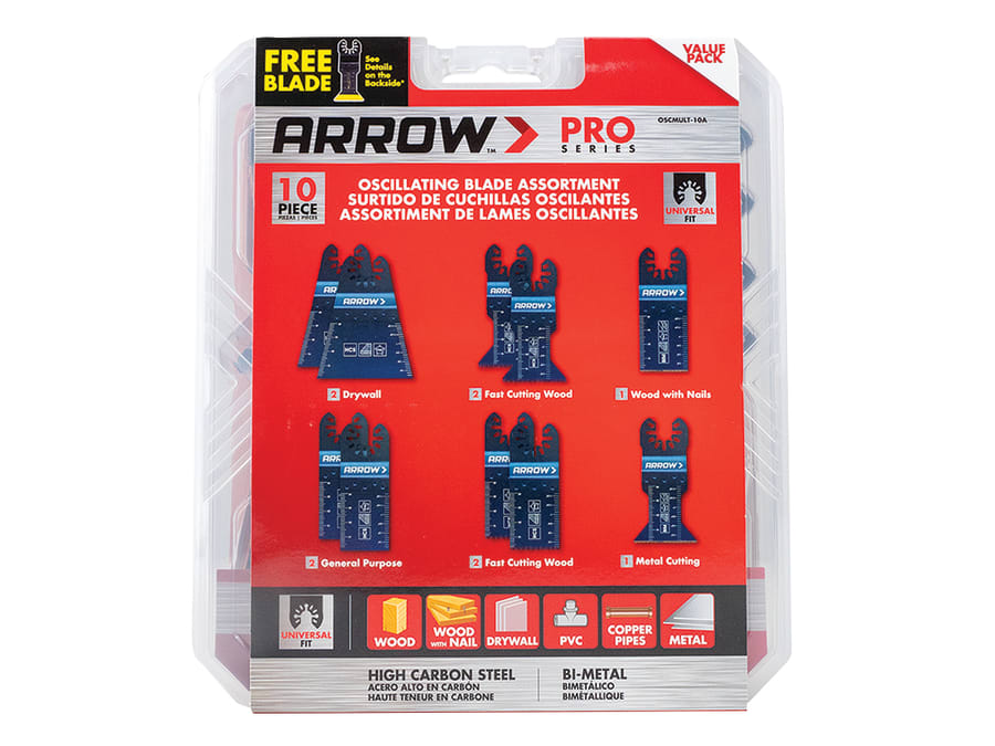 Arrow OSCMULT10A Oscillating Multi-Tool Blade Assortment Set 10 Piece
