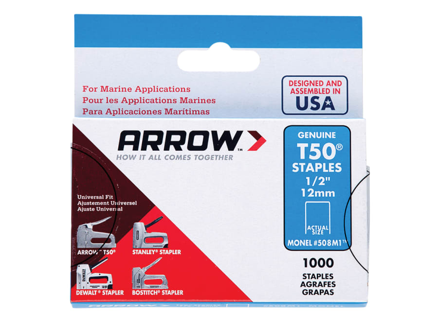 Arrow A505M1 8mm Monel Staples with 1000 Staples