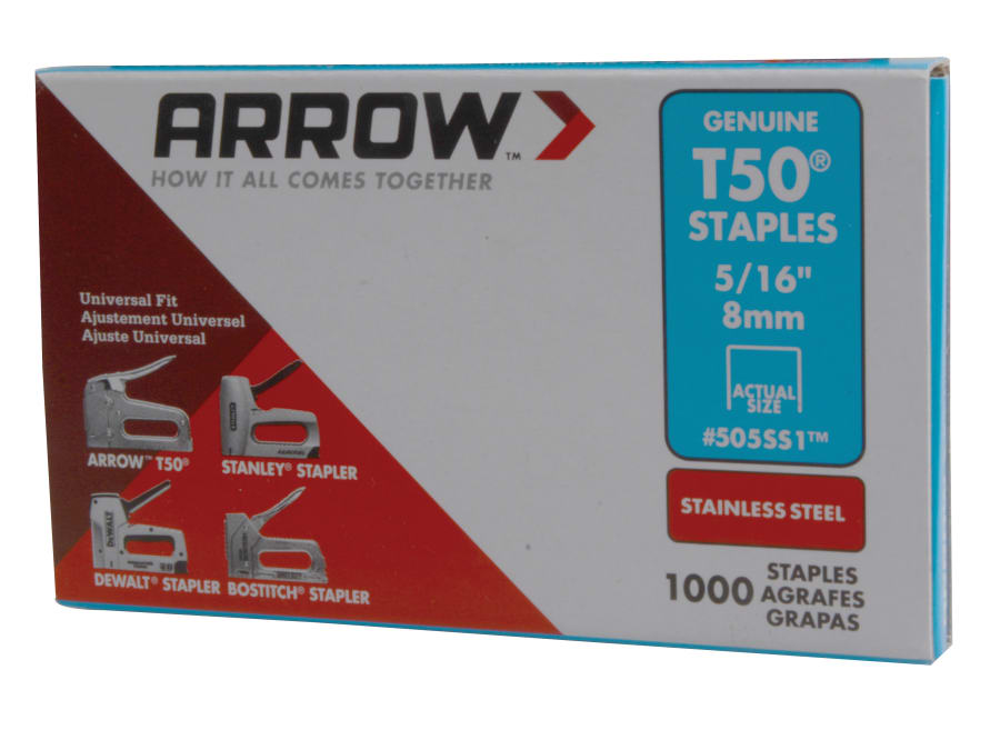 Arrow A505SS1 8mm Stainless Steel Staples
