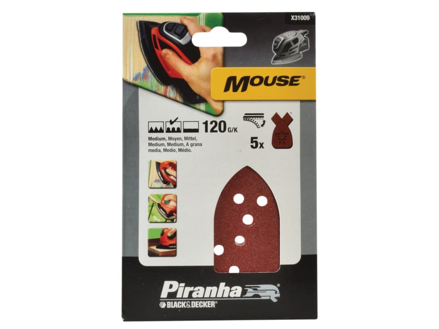 Black + Decker X31009 Mouse Sanding Sheets 120 Grit Pack of 5