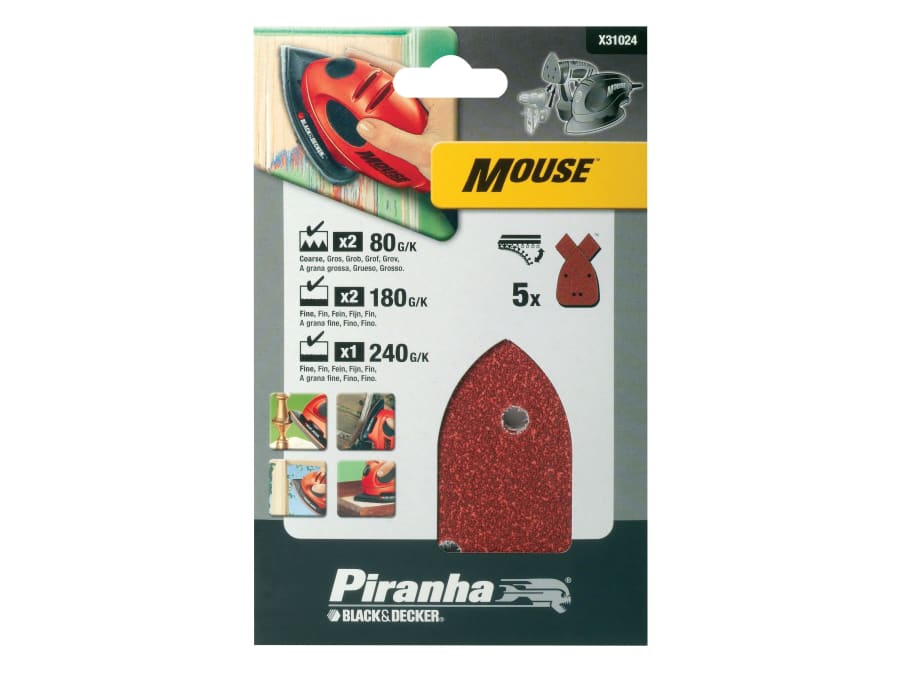 Black + Decker X31024 Mouse Sanding Sheets Assorted Pack 5