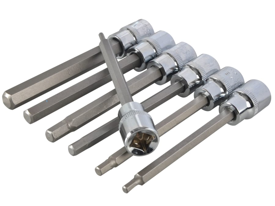 Bluespot Tools 01516 3/8in Drive Extra Long Hex Socket Bit Set 7 Piece
