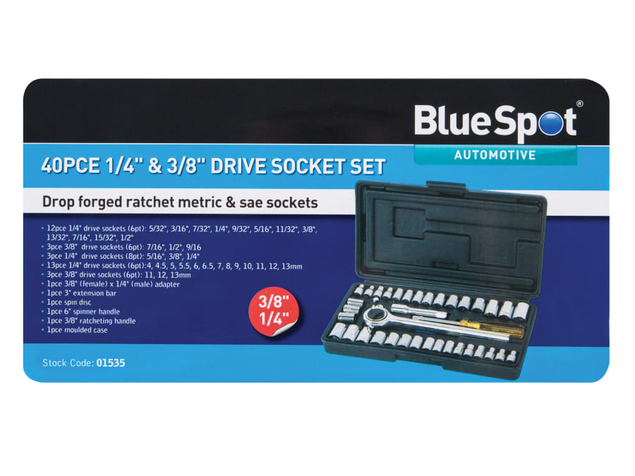 Bluespot Tools 01535 40 Piece Mixed Drive Socket Set