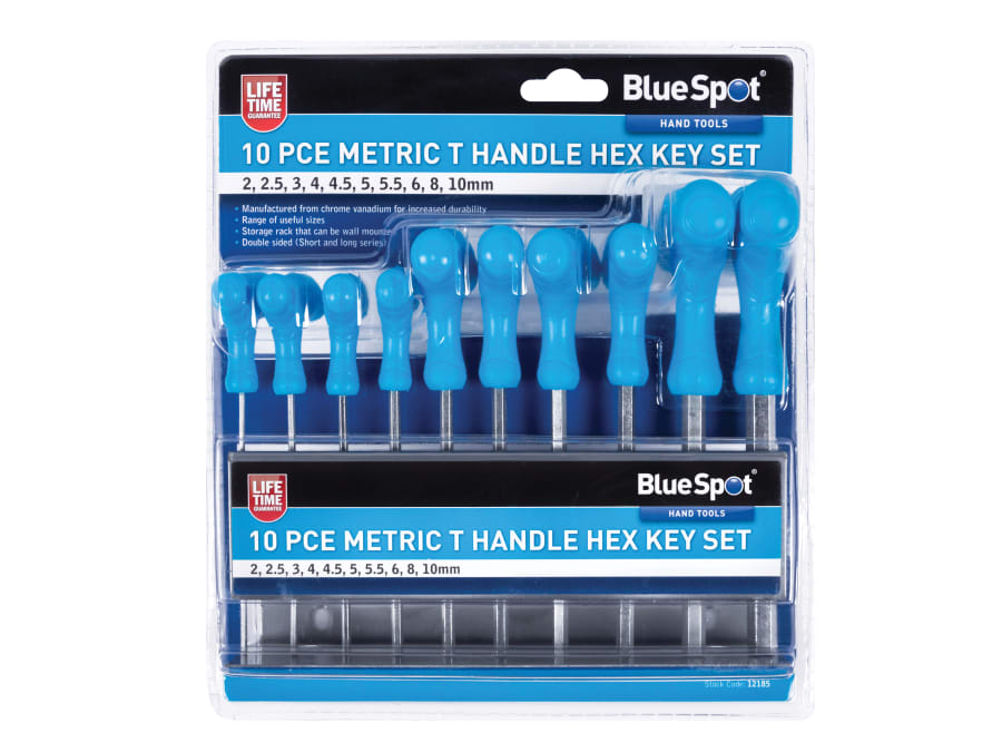 Bluespot Tools 12185 10 Piece Metric T-Handle Hex Key Set