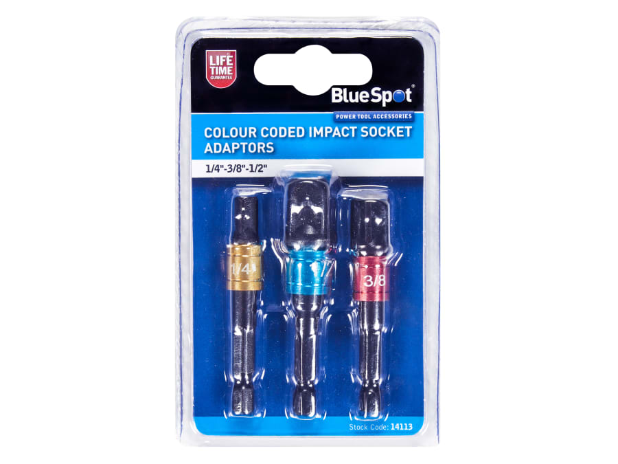 Bluespot Tools 14113 Colour-Coded Impact Socket Adaptor Set 3 Piece