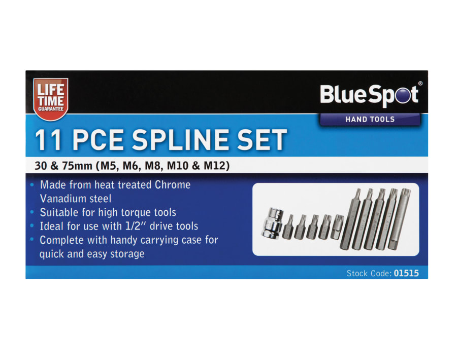 Bluespot Tools 1515 11 Piece Spline Bit Set