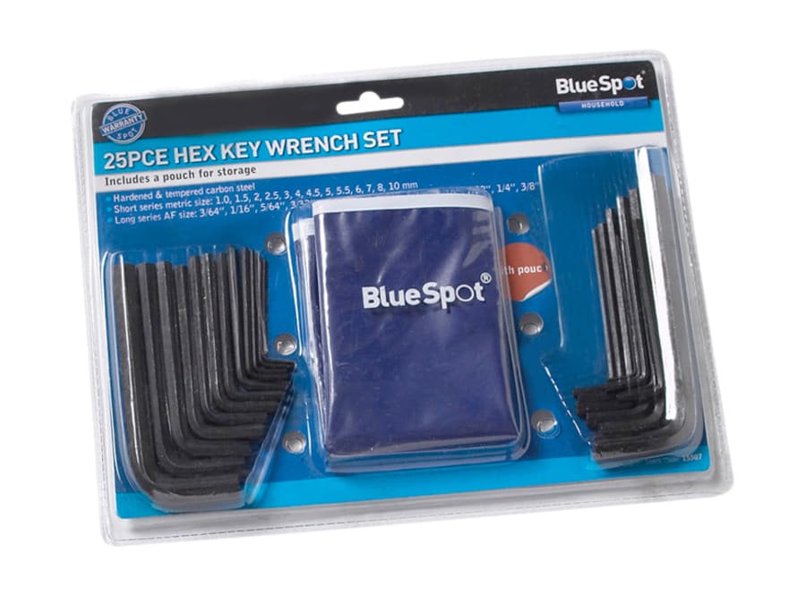 Bluespot Tools 15307 25 Piece Metric & Imperial Hexagon Key Pouch Set