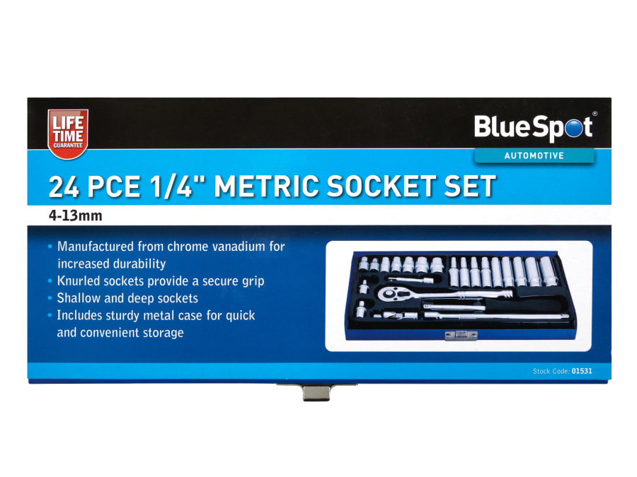Bluespot Tools 1531 24 Piece 1/4in Metric Socket Set