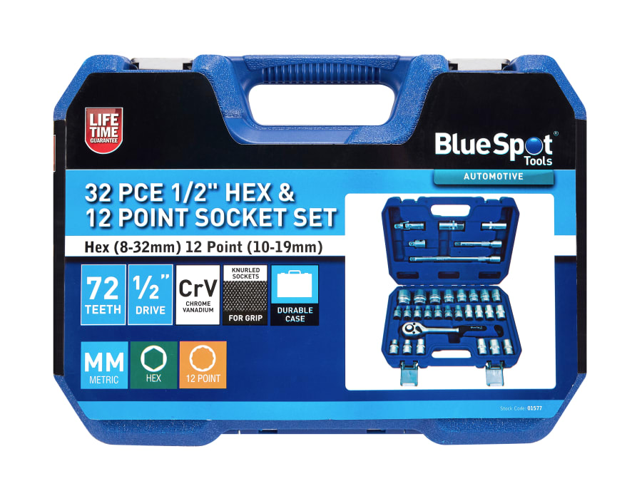 Bluespot Tools 1579 94 Piece 1/2in & 1/4in Metric Socket Set