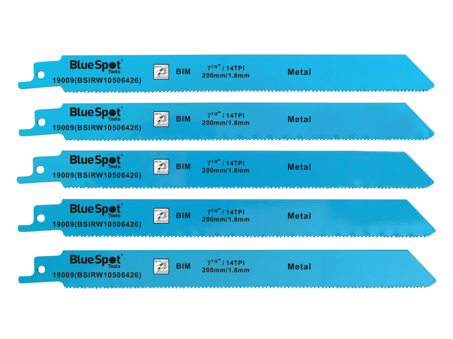 Bluespot Tools 19009 Bi-Metal Reciprocating Saw Blade 240mm x 5 TPI with 5 Blades