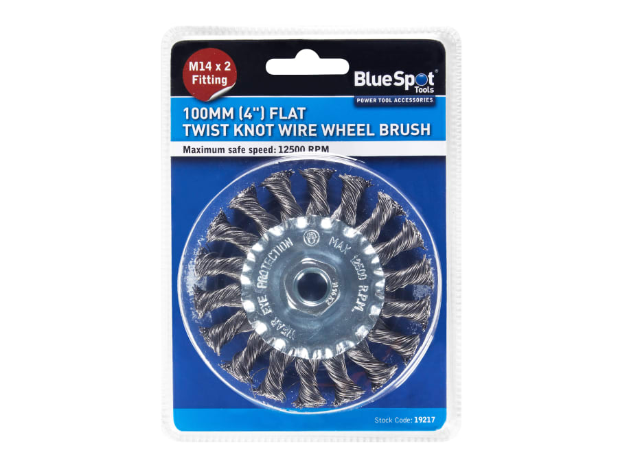 Bluespot Tools 19217 100mm Flat Twist Knot Wire Wheel M14