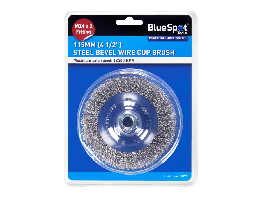 Bluespot Tools 19220 115mm Steel Bevel Wire Cup Brush M14