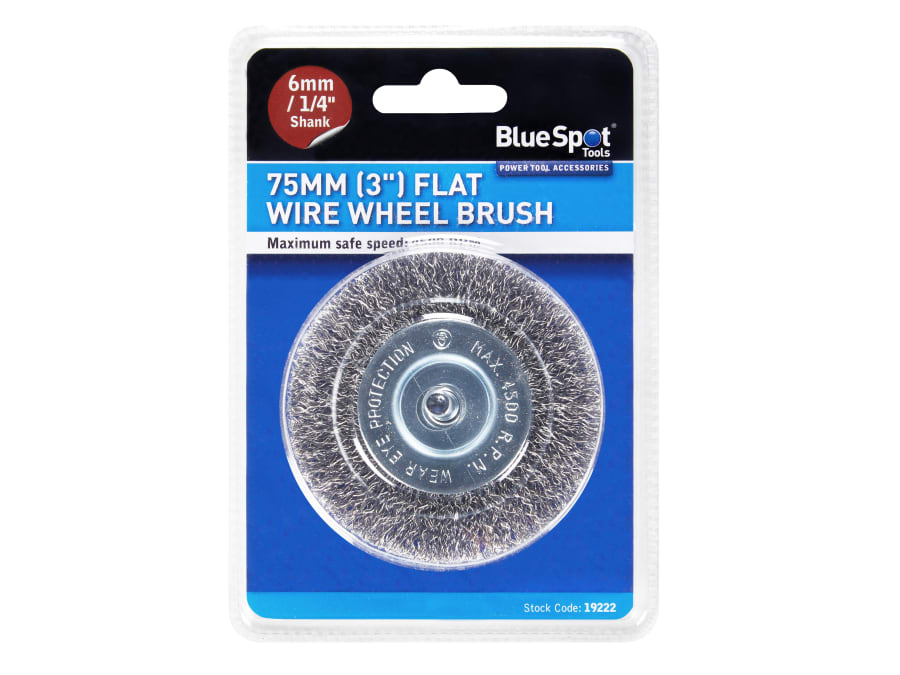 Bluespot Tools 19222 75mm Flat Steel Wire Wheel Brush