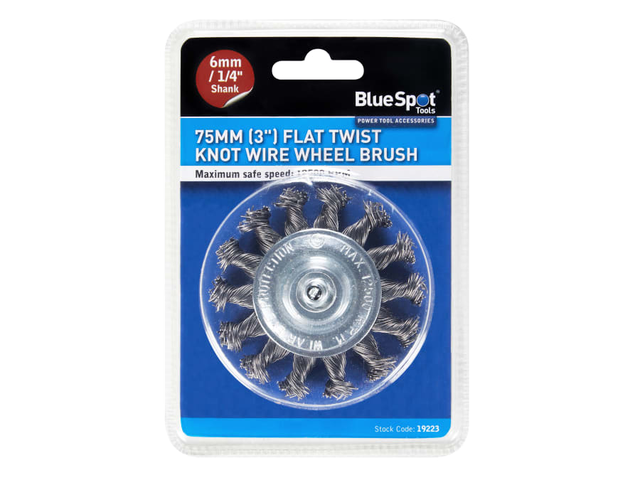 Bluespot Tools 19223 75mm Flat Twist Knot Wire Wheel