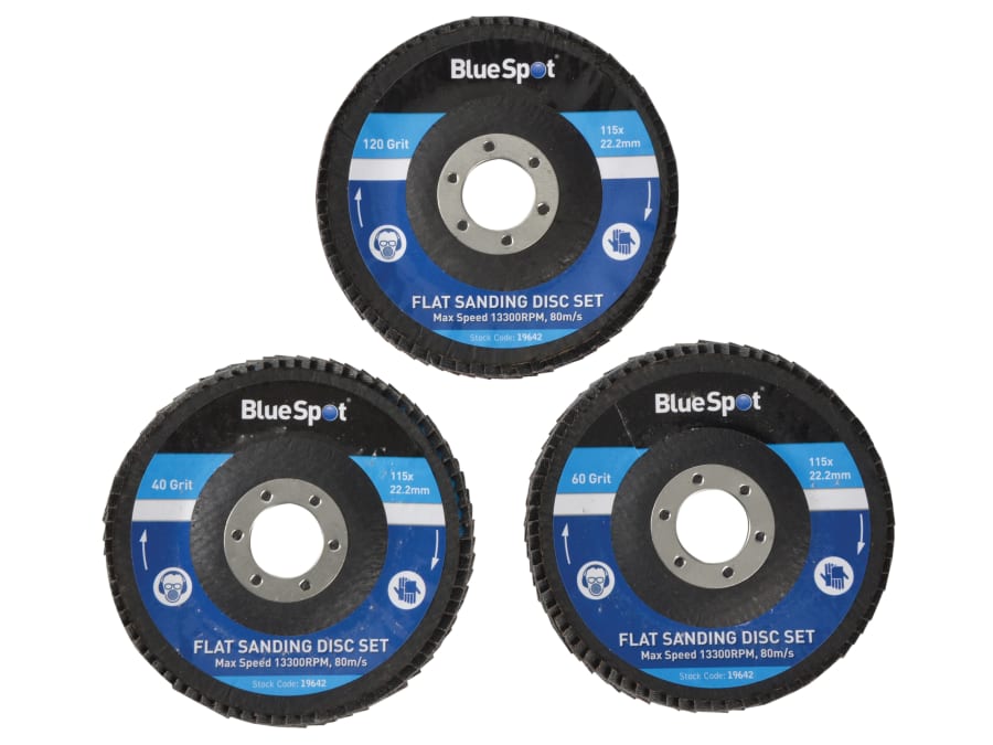 Bluespot Tools 19642 115mm Flap Disc Set 3 Piece