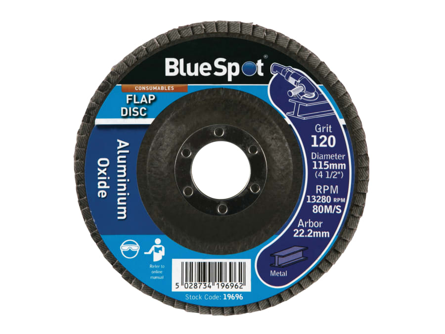 Bluespot Tools 19696 115mm 120 Grit Sanding Flap Disc