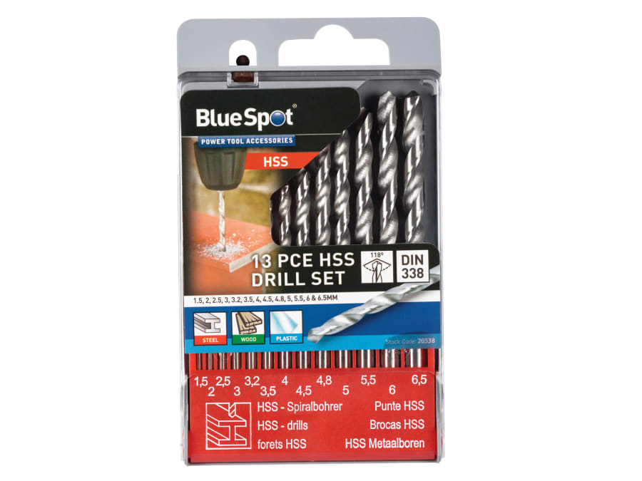 Bluespot Tools 20338 HSS Drill Bit Set 1.5-6.5mm