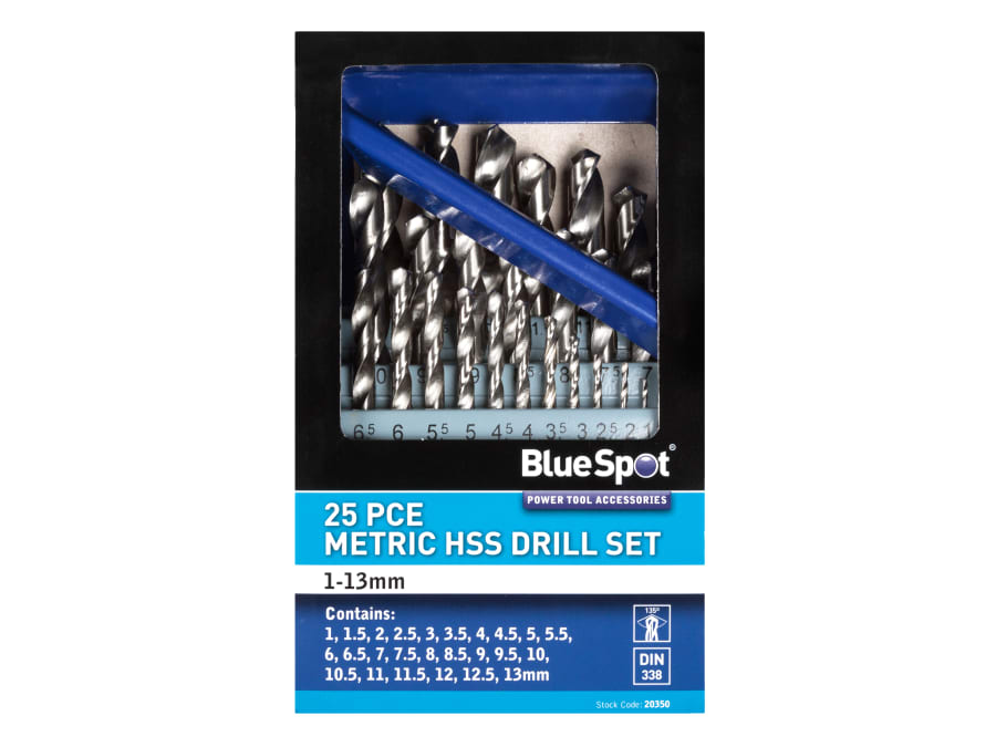 Bluespot Tools 20350 25 Piece HSS Drill Bit Set