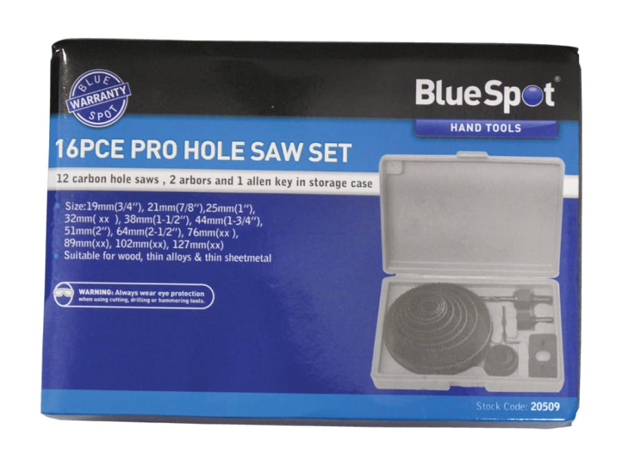 Bluespot Tools 20509 16 Piece Holesaw Set 19-127mm