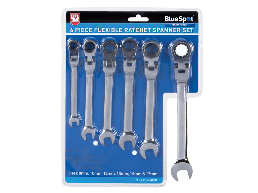Bluespot Tools 4312 6 Piece Flexible Head Ratchet Set
