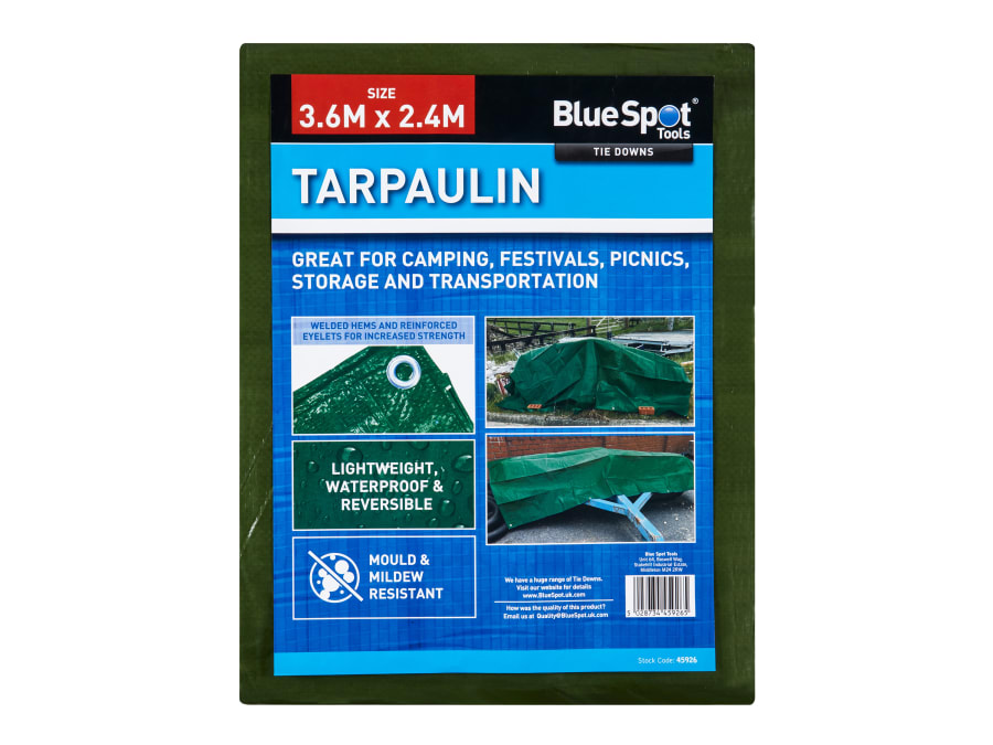 Bluespot Tools 45926 Green Tarpaulin 3.6 x 2.4m
