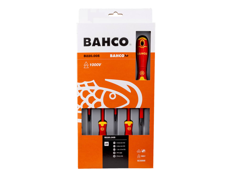 Bahco B220005 5 Piece Insulated Screwdriver Set