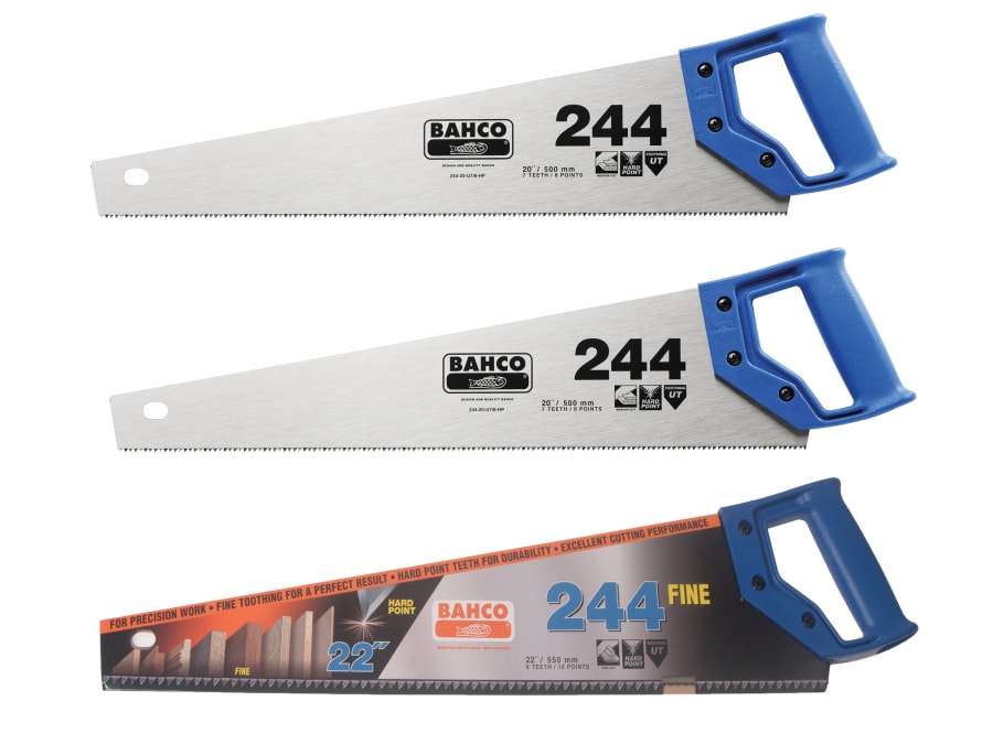 Bahco 244222P244PC 2 x 244 Hardpoint Handsaw 550mm with 1 x 244 Fine Cut Handsaw 550mm
