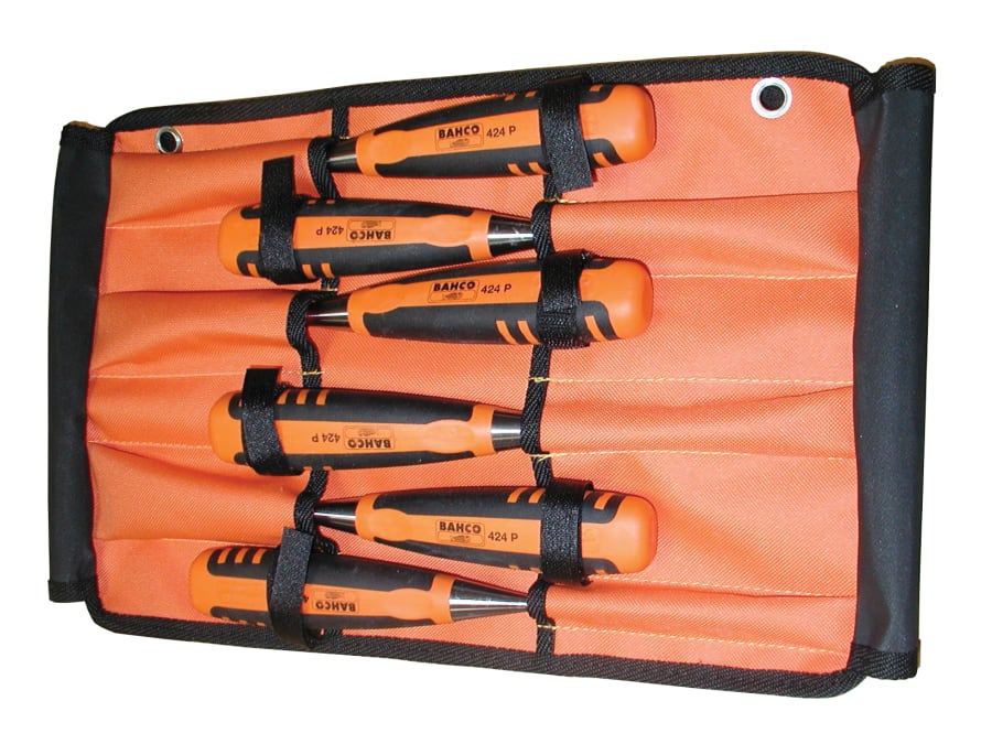 Bahco 424PS6ROLL 6 Piece Bevel Edge Chisel Set in Roll