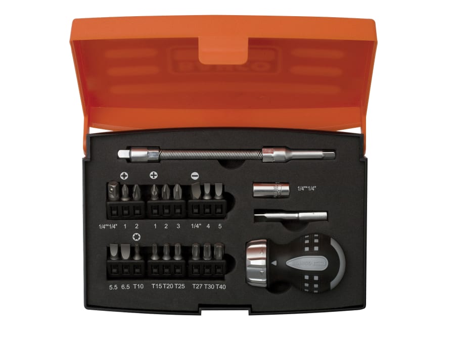 Bahco 808050S22 Stubby Ratchet Screwdriver Set 22 Piece