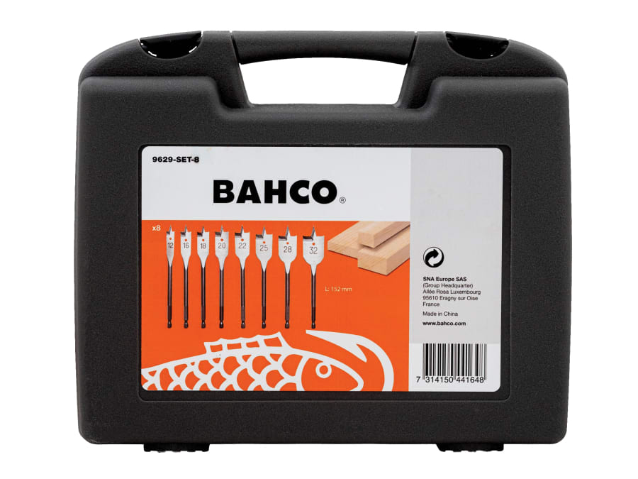 Bahco 9629SET8 8 Piece Flat Drill Bit Set for Wood