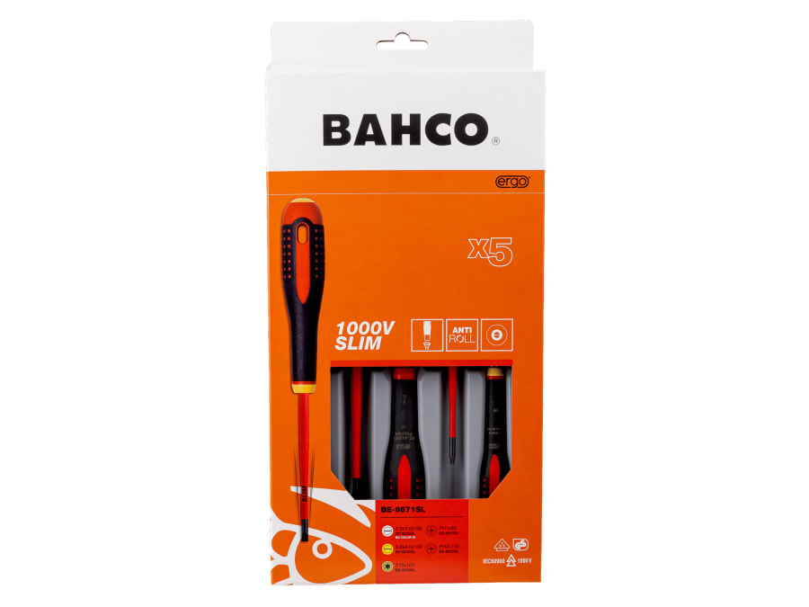 Bahco BE9871SL ERGO™ Slim VDE Insulated Screwdriver Set 5 Piece