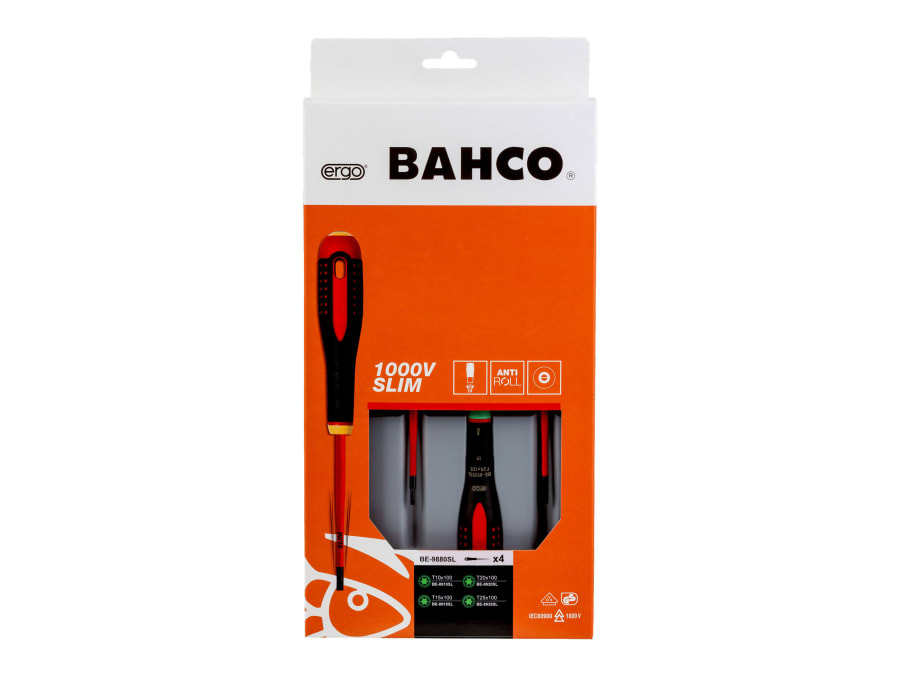 Bahco BE9880SL ERGO™ Slim VDE Insulated Screwdriver Set 4 Piece