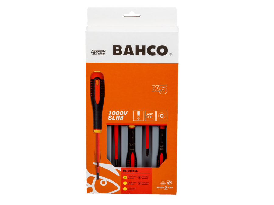 Bahco BE9881SL ERGO™ Slim VDE Insulated Screwdriver Set 5 Piece