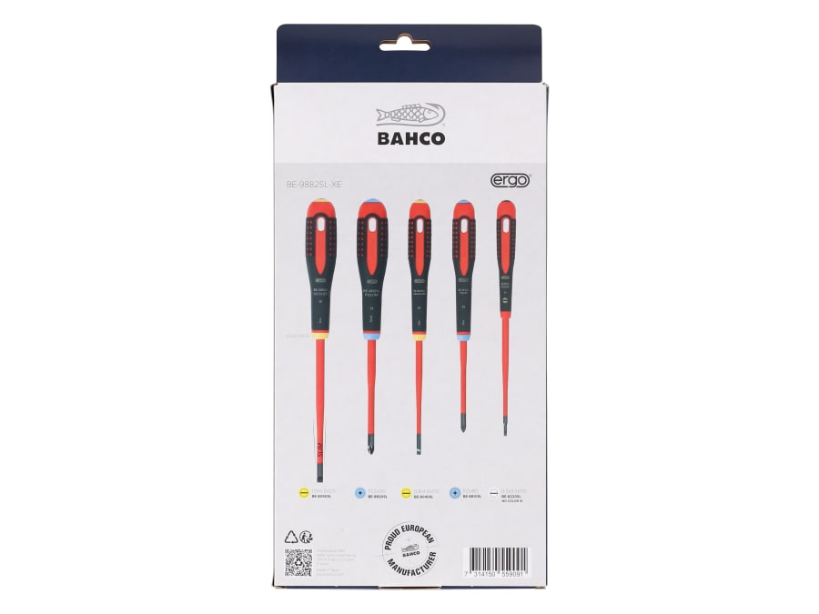 Bahco BE9882SLXE ERGO™ Slim VDE Screwdriver Set 5 Piece