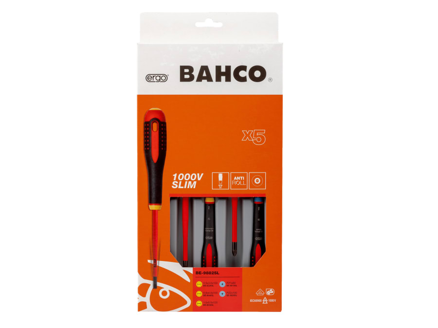 Bahco BE9882SL ERGO™ Slim VDE Insulated Screwdriver Set 5 Piece