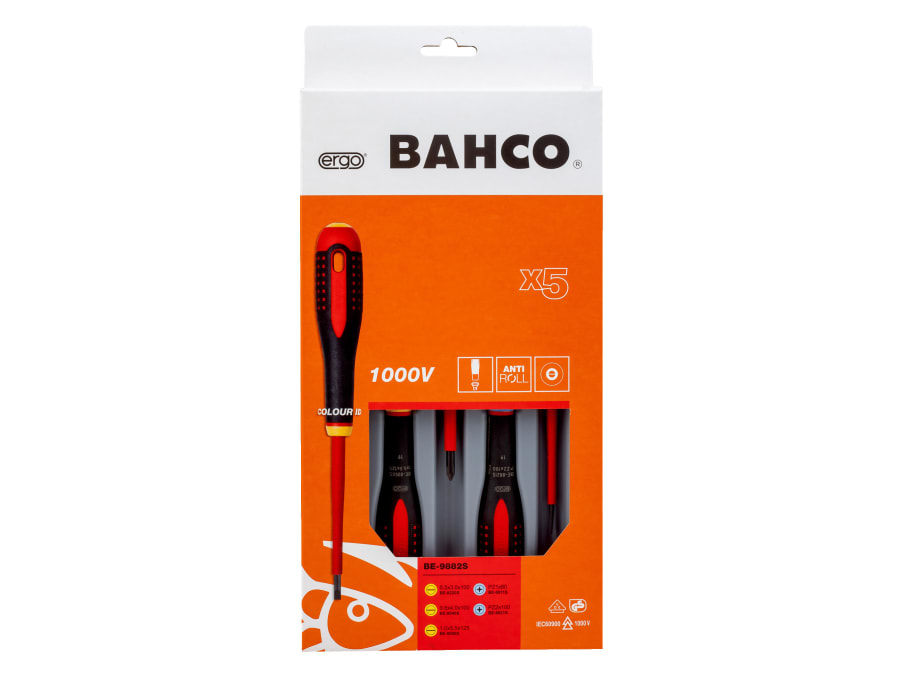 Bahco BE9882S ERGO™ VDE Insulated Screwdriver Set 5 Piece