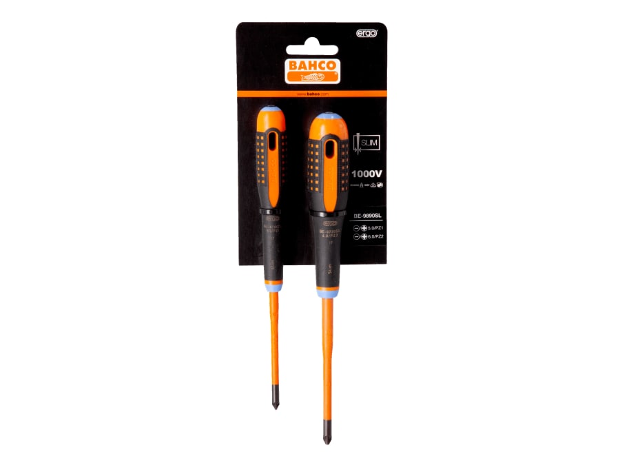 Bahco BE9890SL ERGO™ Slim VDE Insulated Screwdriver Set 2 Piece