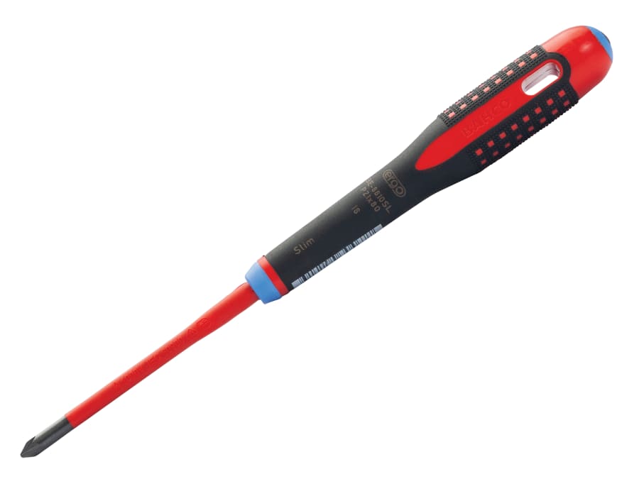 Bahco BE8810SL ERGO™ Slim VDE Insulated Pozidriv Screwdriver PZ1 x 80mm