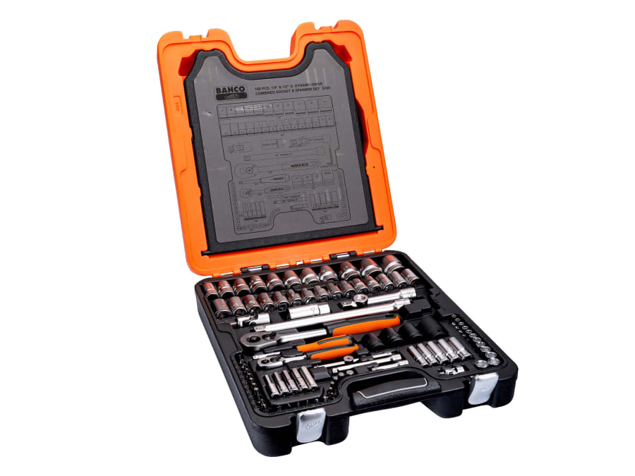 Bahco S108 108 Piece 1/4in & 1/2in Drive Socket & Combination Spanner Set