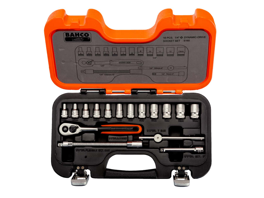 Bahco S160 1/4in Drive Socket Set 16 Piece