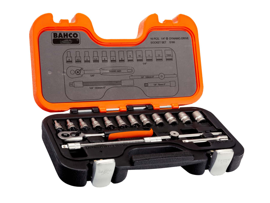 Bahco S160 1/4in Drive Socket Set 16 Piece